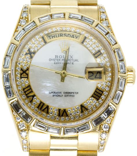 diamond bezel rolex president|Rolex baguette diamond bezel.